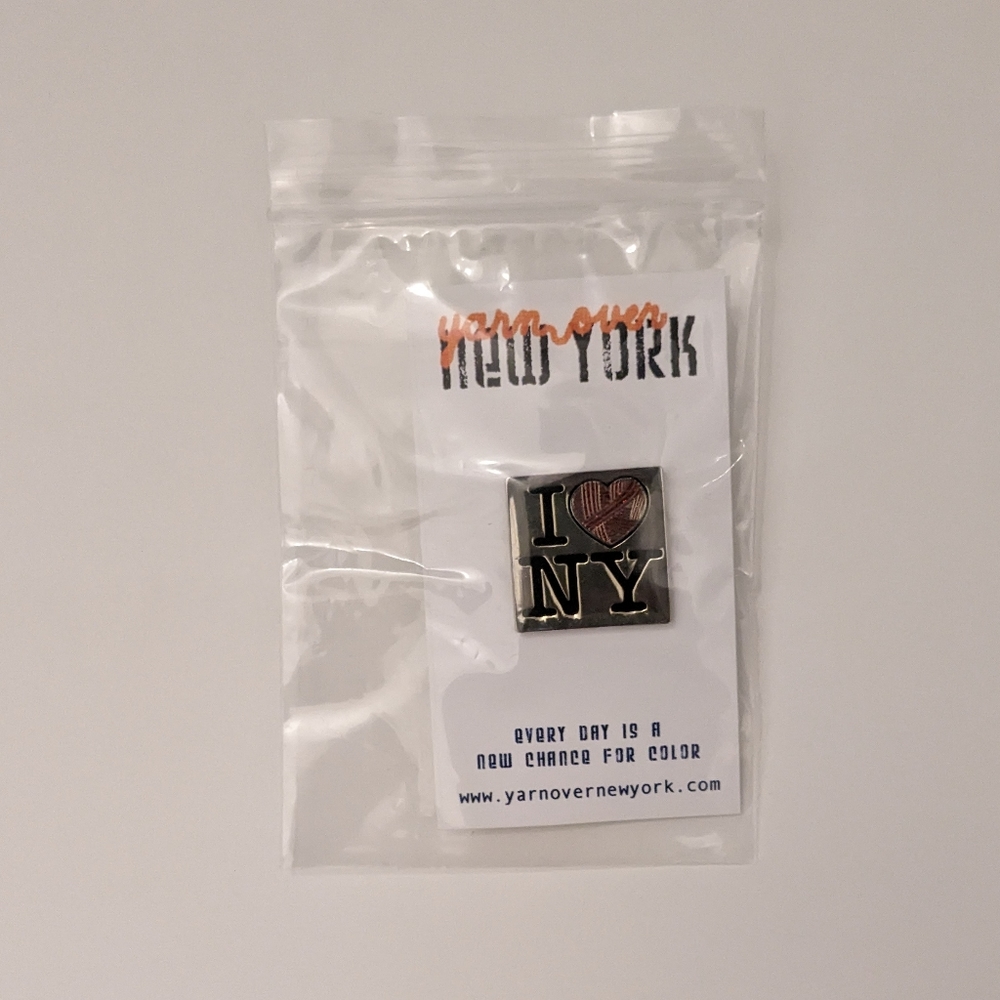 NWT Yarn Over New York I heart NY enamel pin